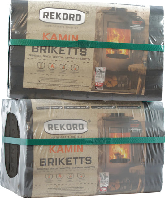 200 kg REKORD Braunkohle Briketts Kohle Brennstoff für Ofen & Kamin – 20 x 10 kg