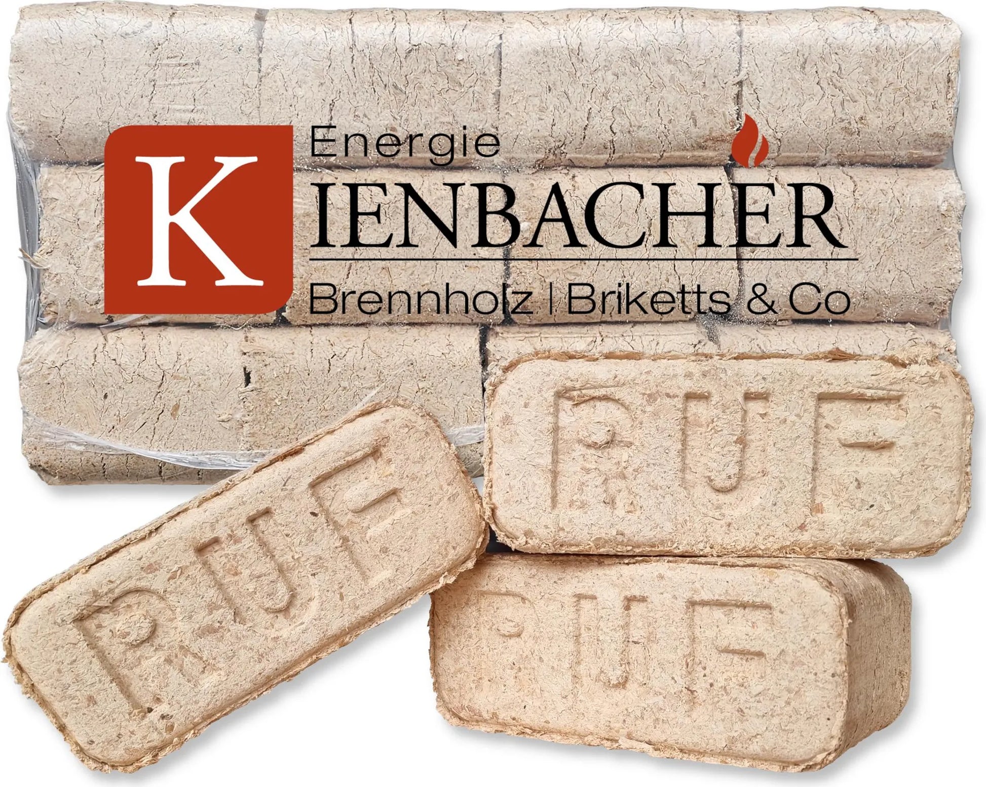 600 kg RUF Briketts Hartholzbriketts aus Buche und/oder Eiche – 60 x 10 kg Holzbrikett auf Palette – Energie Kienbacher