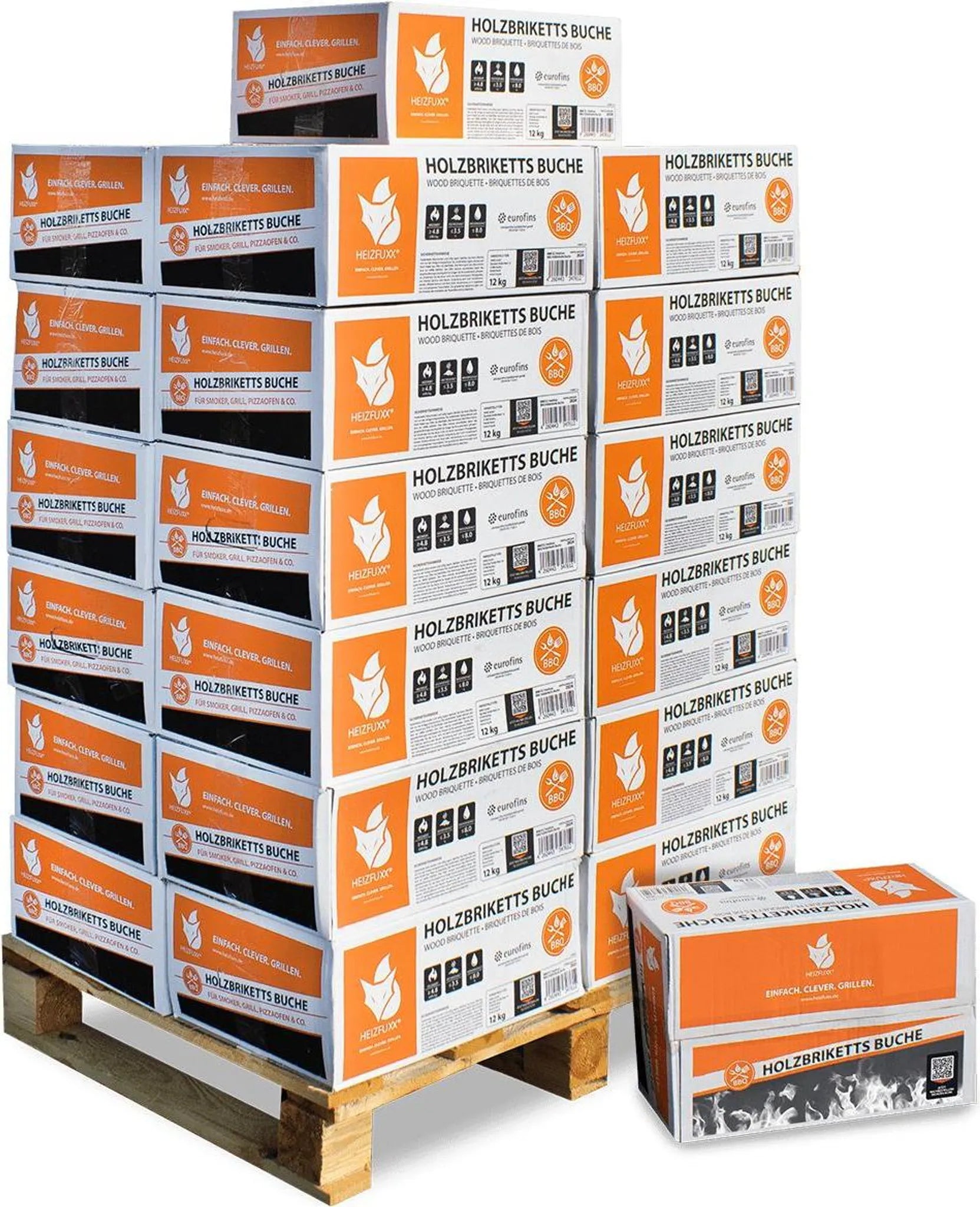 Heizfuxx Nestro Hartholz M 12kg x 25 Karton 300kg Palette