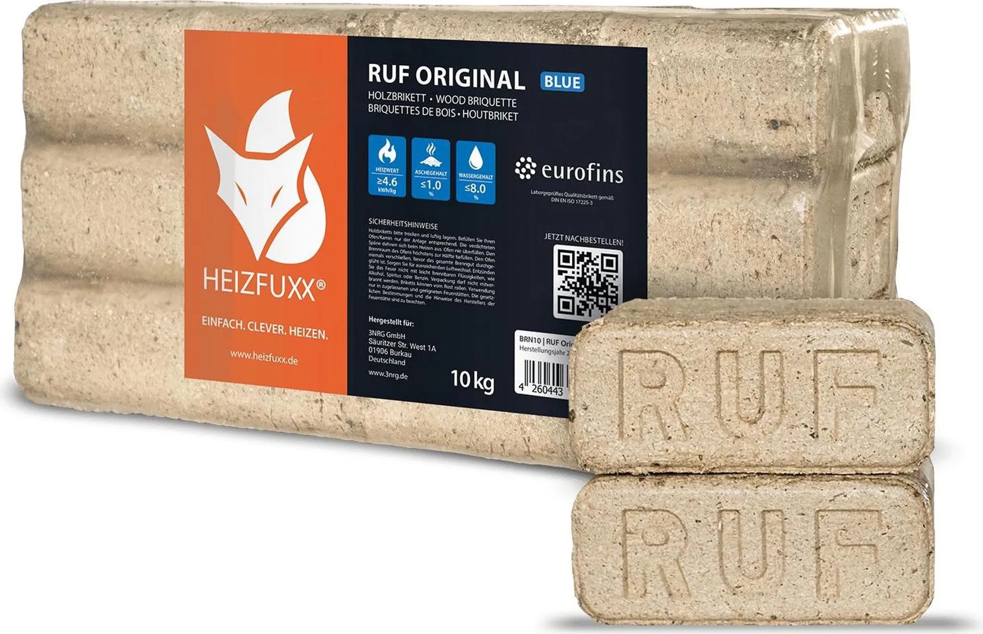 Heizfuxx RUF Original Blue 10kg x 96 Gebinde 960kg Palette