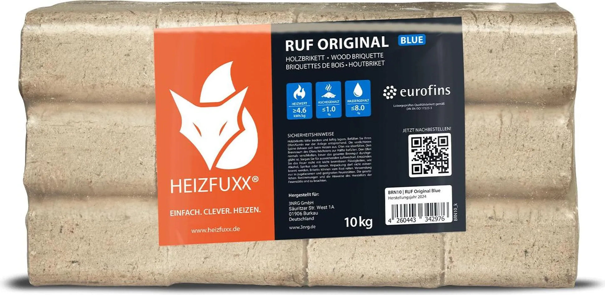 Heizfuxx RUF Original Blue 10kg x 96 Gebinde 960kg Palette