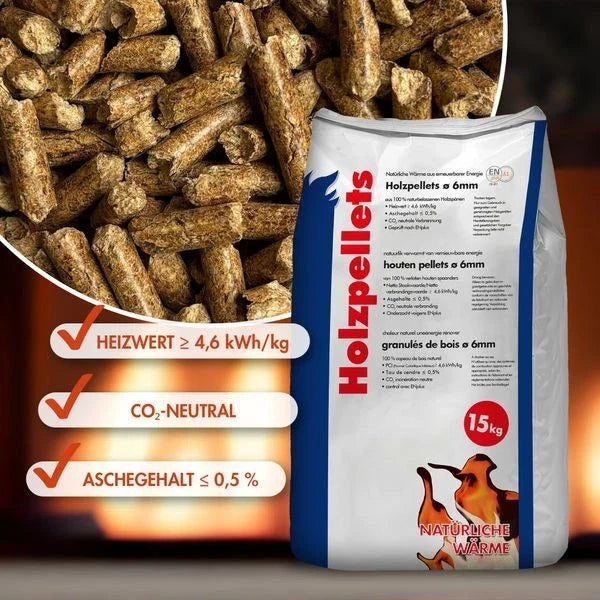 Holzpellets 70 x 15kg 6mm volle Palette 1050 kg