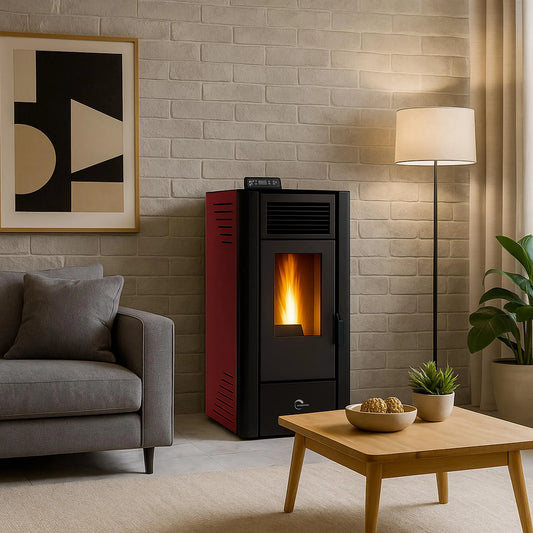 Luft- Pelletofen Anita 11,6 kW Sannover bordeaux