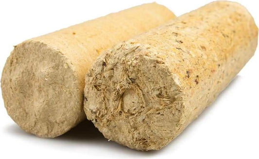 Nadelholz Holzbriketts rund, ohne Loch, 96 x 10kg Briketts, 960kg Palette