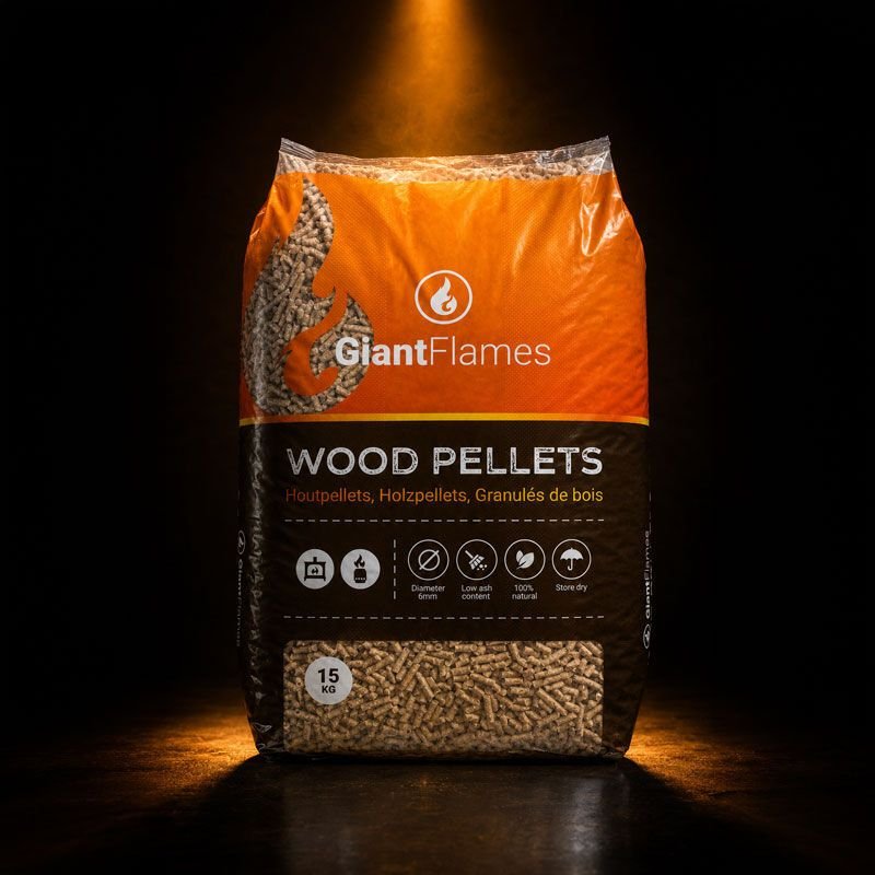 Palette Giant Flames Holzpellets 65 Säcke x 15 kg (975 kg)