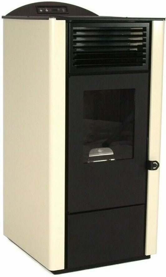 Pelletofen 9,5kW Pelletkamin Pelletheizung Kaminofen A+ Holzofen elfenbein 56301