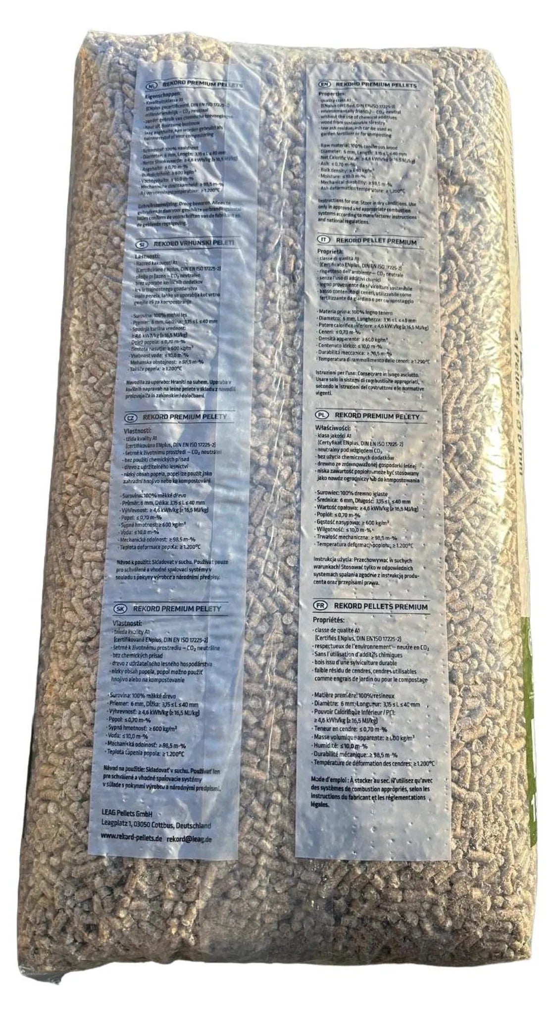 REKORD Premium Holzpellets A1 ENplus – Palette 990 kg, mit telefonischer Ankündigung