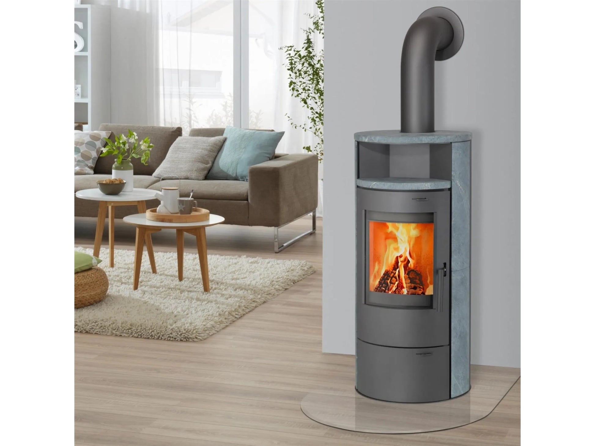Thermia Kamin-Ofen München V3 Guss-Grau Speck-Stein Automatik